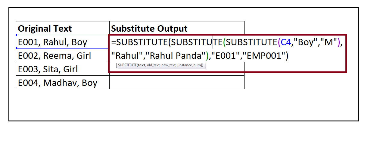 Excel SUBSTITUTE Function