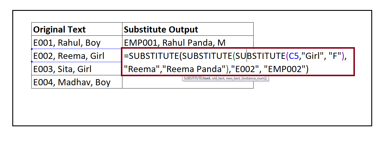 Excel SUBSTITUTE Function