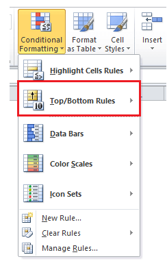 Excel Top/Bottom Rules