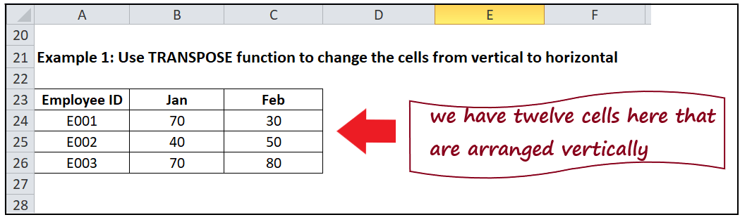 Excel Transpose Function