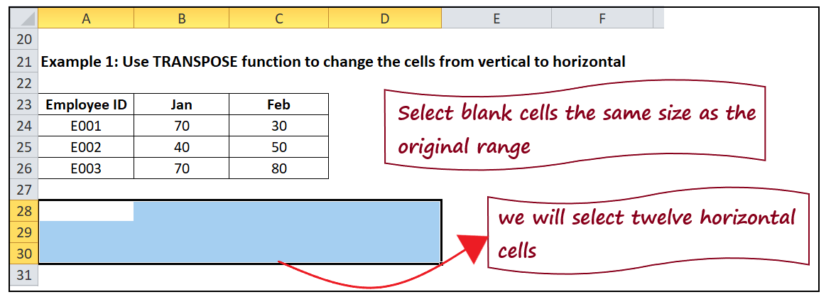 Excel Transpose Function