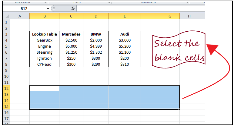 Excel Transpose Function