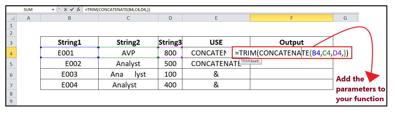 Excel TRIM Function