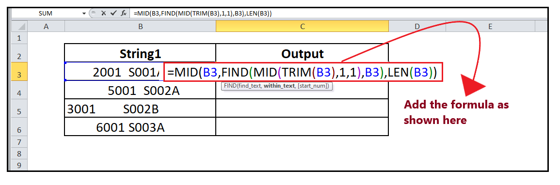 Excel TRIM Function