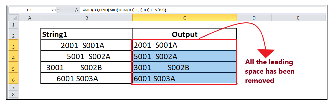 Excel TRIM Function