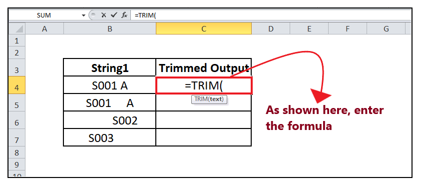 Excel TRIM Function