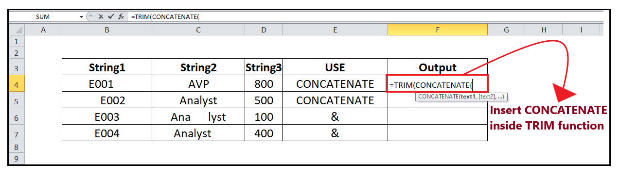 Excel TRIM Function