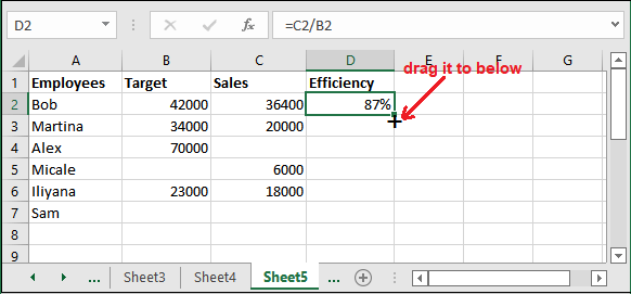 Formula for percentage of total in Excel