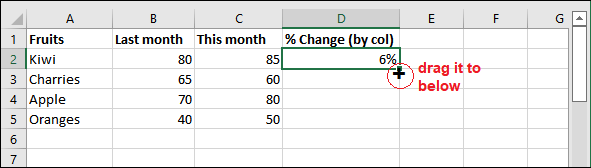 Formula for percentage of total in Excel