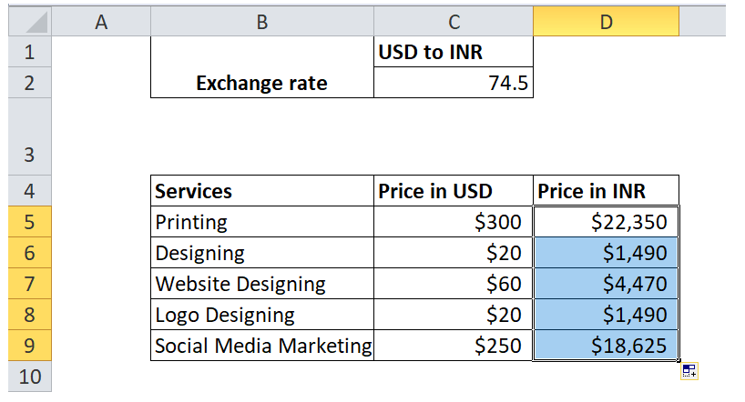 Formula reference in Excel