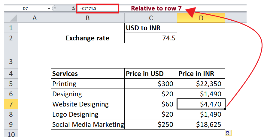 Formula reference in Excel