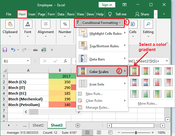 Heap map in Excel