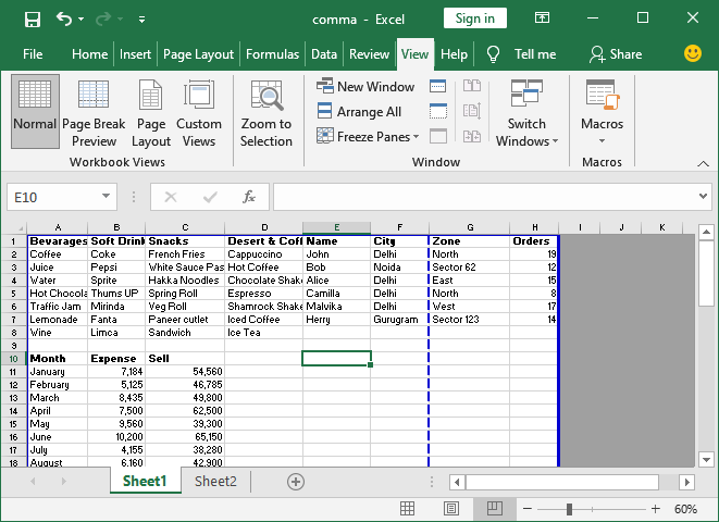 How to add page break in Excel