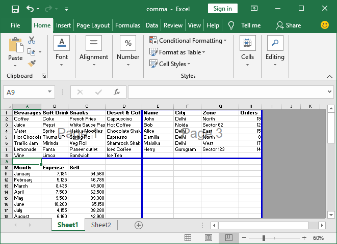 How to add page break in Excel