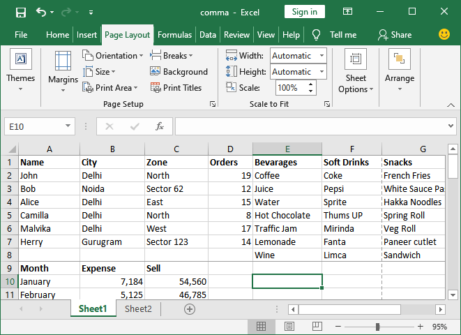 How to add page break in Excel