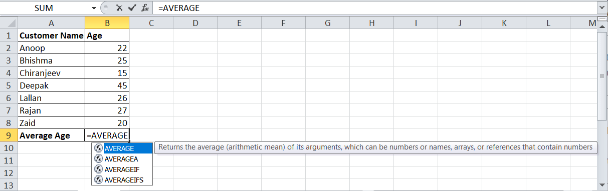 How to calculate average in Excel