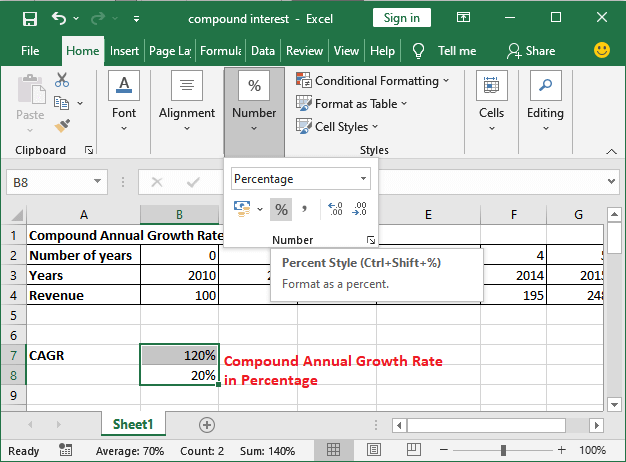 How to calculate CAGR in Excel?