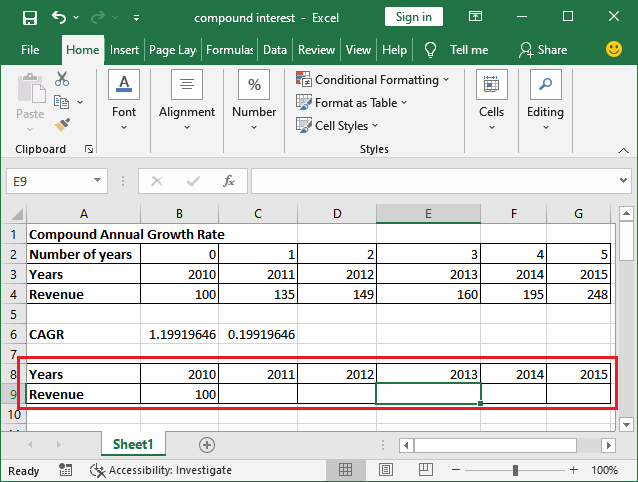 How to calculate CAGR in Excel?