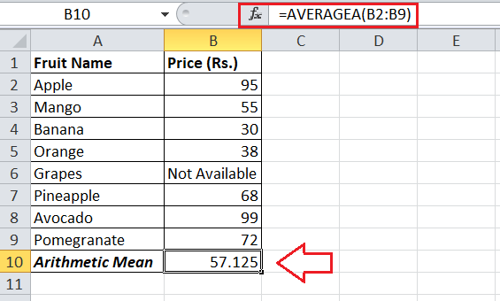 How to calculate Mean in Excel