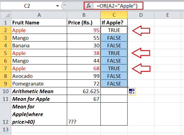 How to calculate Mean in Excel