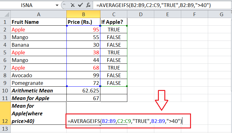 How to calculate Mean in Excel