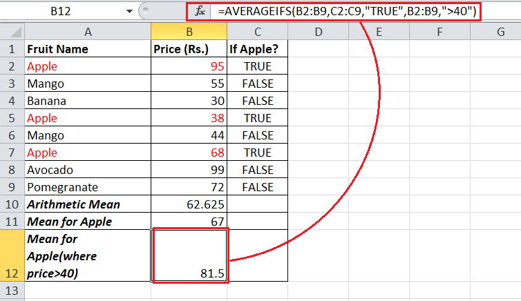 How to calculate Mean in Excel