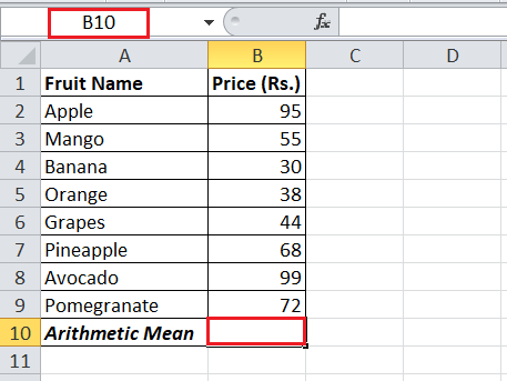 How to calculate Mean in Excel