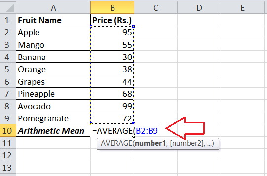 How to calculate Mean in Excel