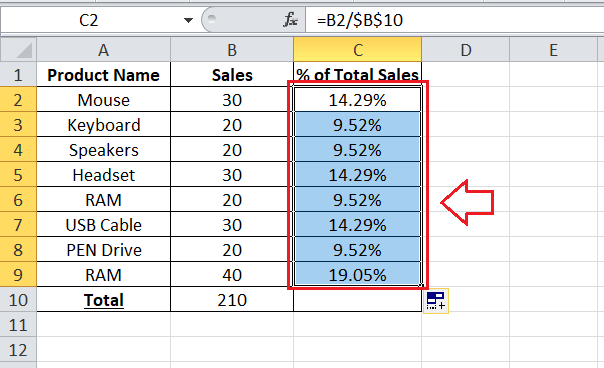 How to calculate percentage in Excel