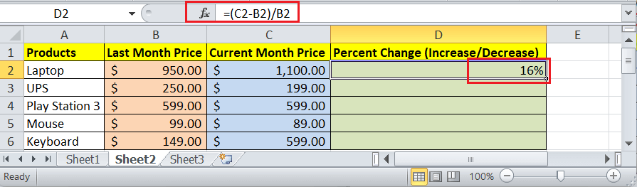 How to calculate percentage in Excel