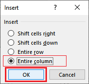 How to insert a column in Excel?