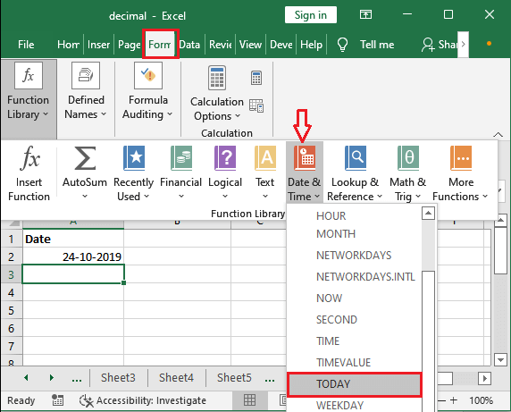 How to insert date in Excel?