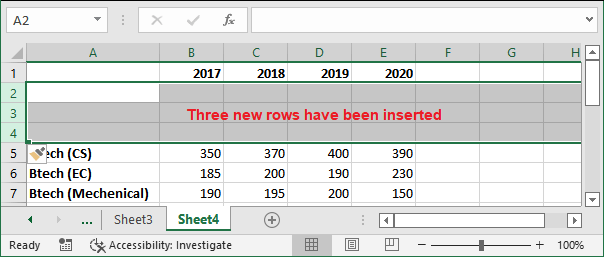 How to insert multiple rows in Excel?