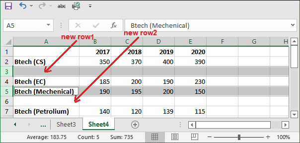 How to insert multiple rows in Excel?