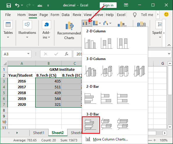 How to make a bar chart in Excel