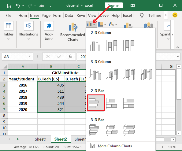 How to make a bar chart in Excel