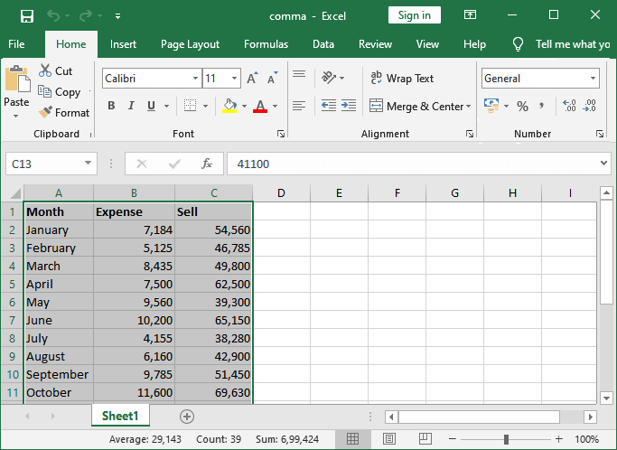 How to remove comma in Excel