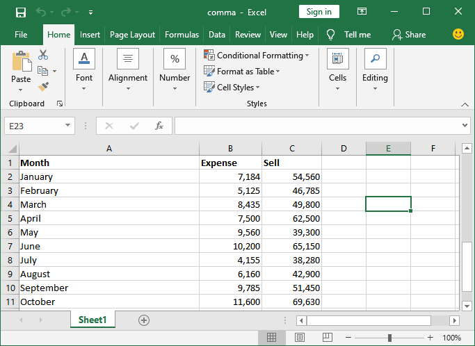 How to remove comma in Excel