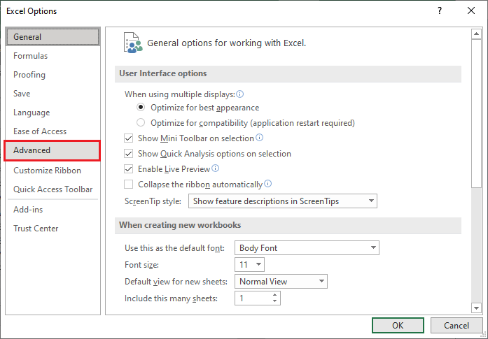 How to remove gridlines in Excel