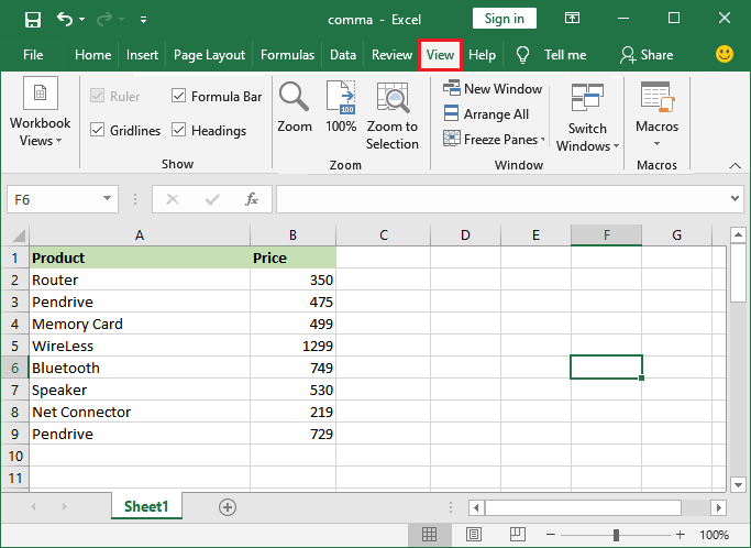 How to remove gridlines in Excel