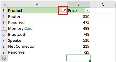 How to remove the filter in Excel