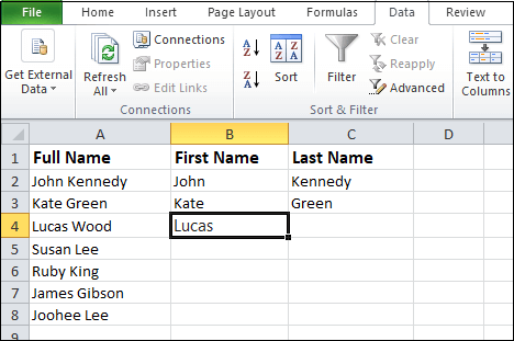 How to Separate text in Excel