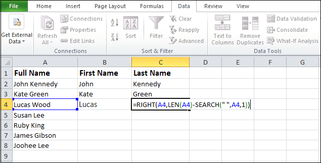 How to Separate text in Excel