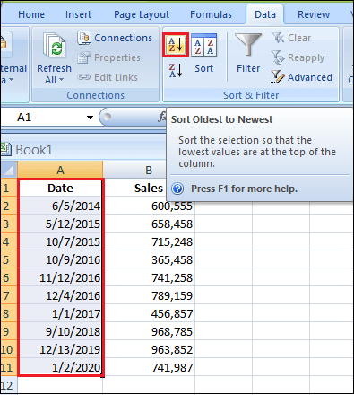 How to Sort by Date in Excel