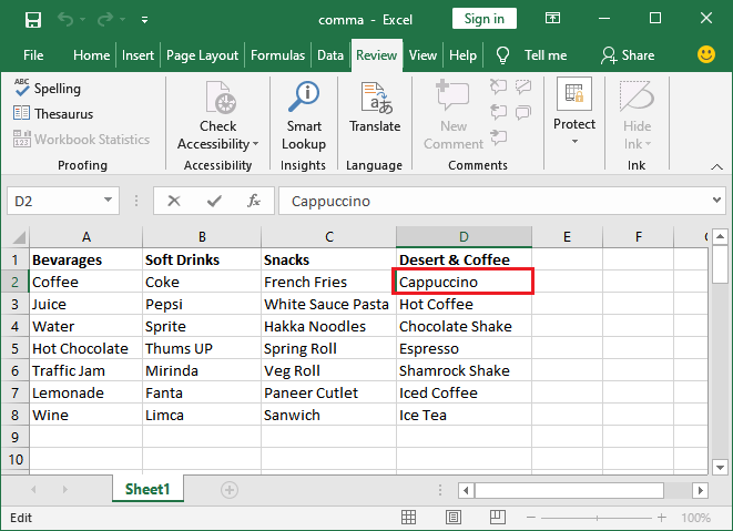 How to spell check in Excel