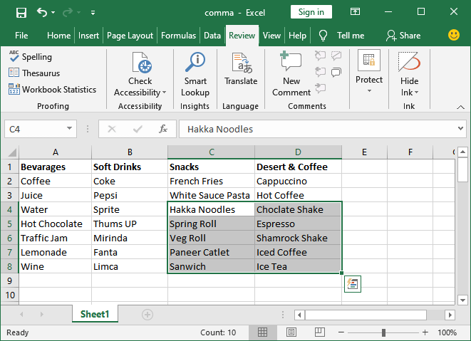 How to spell check in Excel