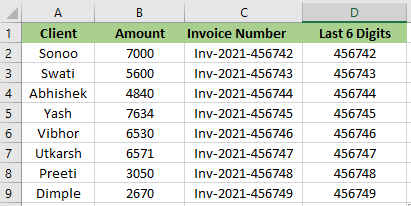 How to Use RIGHT Function in Excel