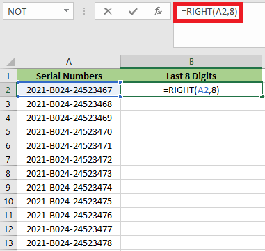 How to Use RIGHT Function in Excel