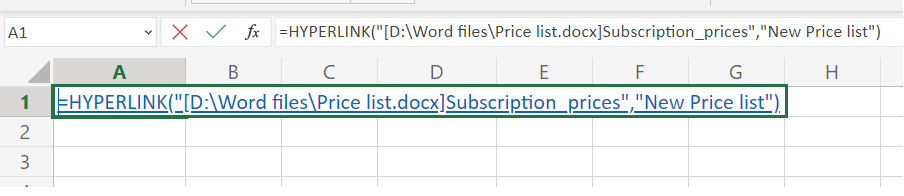 Hyperlink Function in Excel