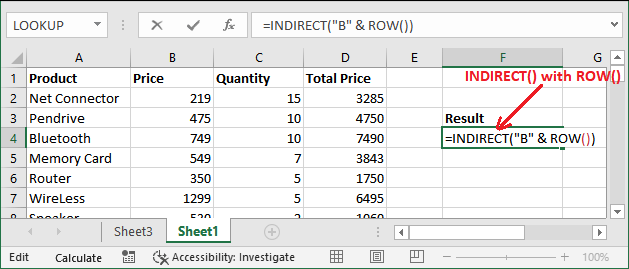 INDIRECT() function in Excel